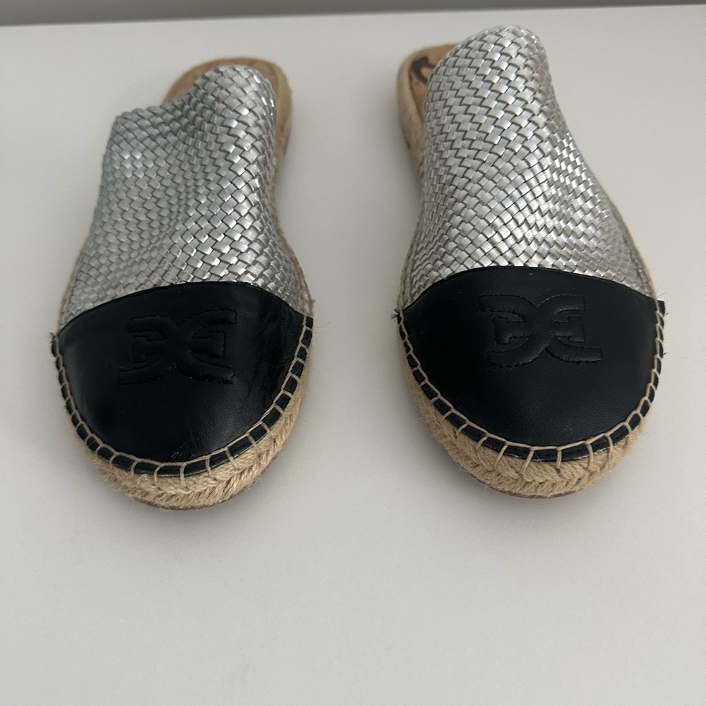 Sam Edelman Silver and Black Espadrille Flats